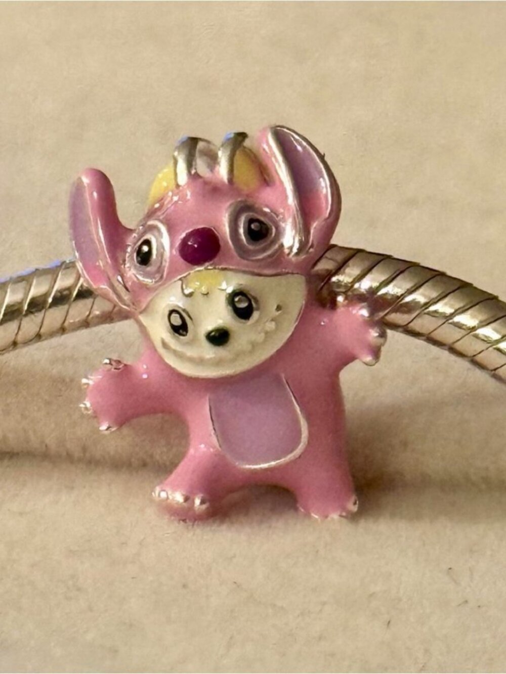 Labubu Stitch Pink Character Charm Bead